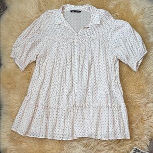Zara Cream Polka Dot Tunic/Dress Large